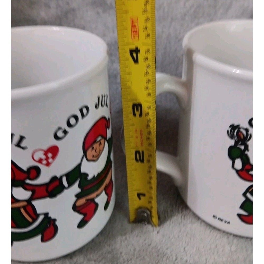 Reva God Jul Coffee Mug Cup Made In England Dancing Christmas Elves 1989 Vintage - Picture 5 of 6